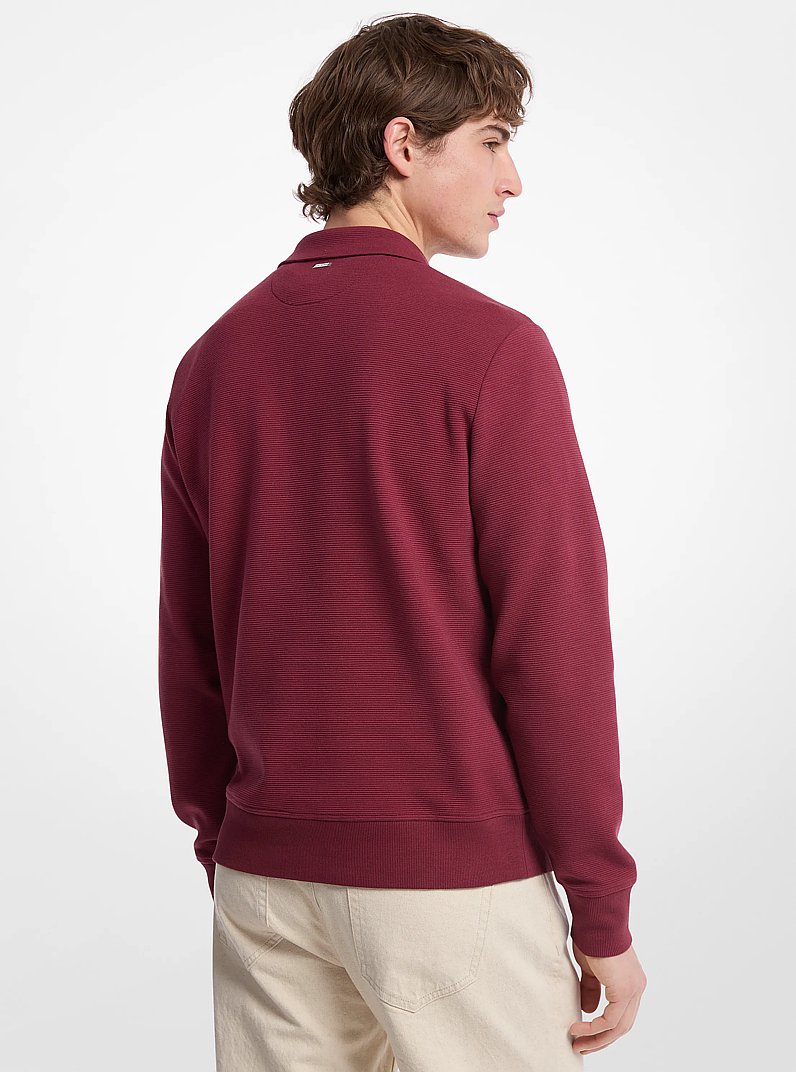 Cotton Blend Half-Zip Sweater in DEEP MULBERRY | Michael Kors