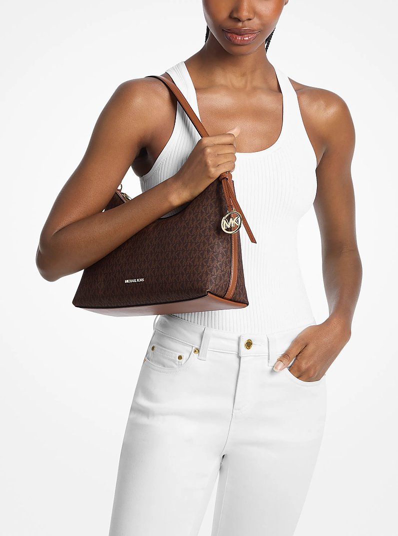 Sammy Medium Signature Logo Convertible Shoulder Bag in BROWN | Michael Kors