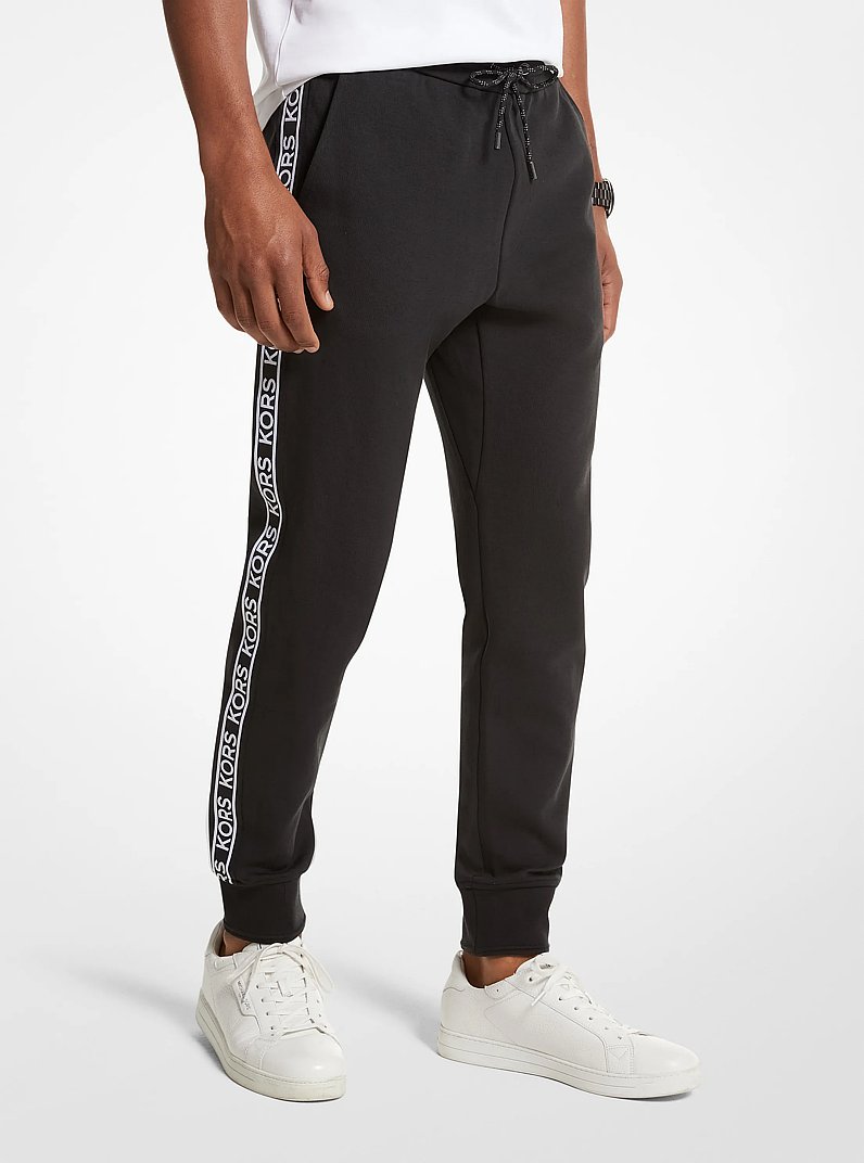 Pantalon de jogging en m&eacute;lange de coton &agrave; bande &agrave; logo in NOIR | Michael Kors
