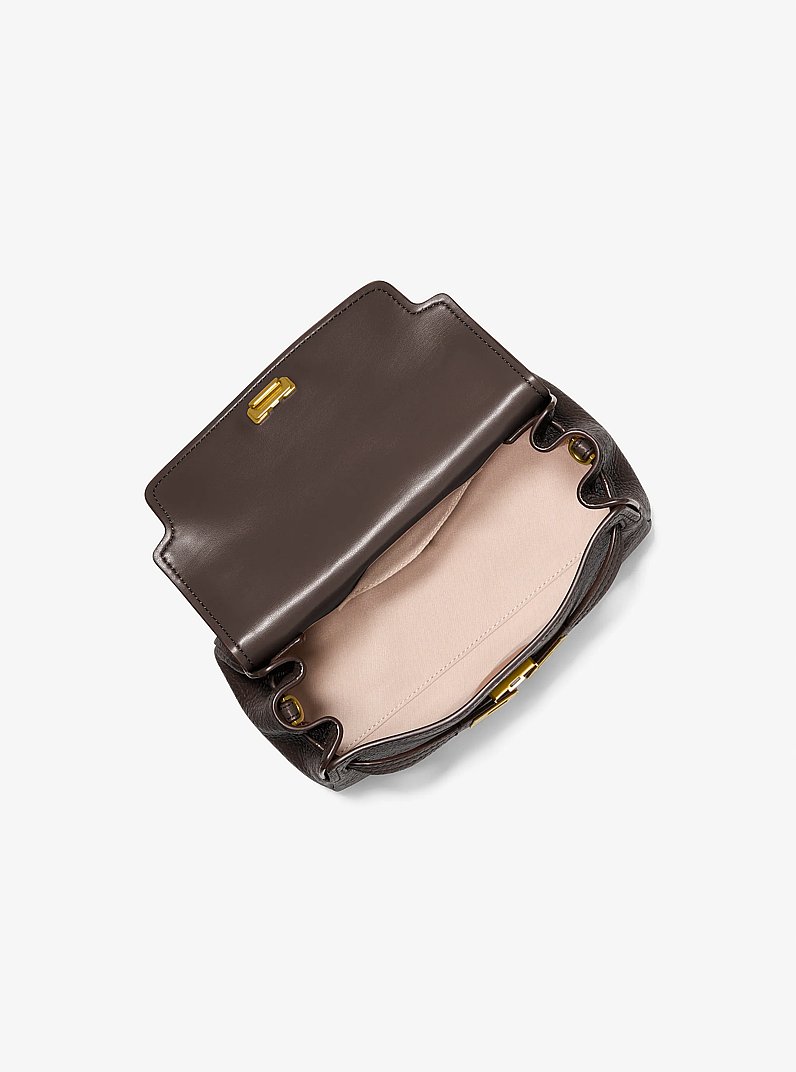 Hamilton Moderne Extra-Small Textured Leather Slouchy Crossbody Bag in CHOCOLATE | Michael Kors