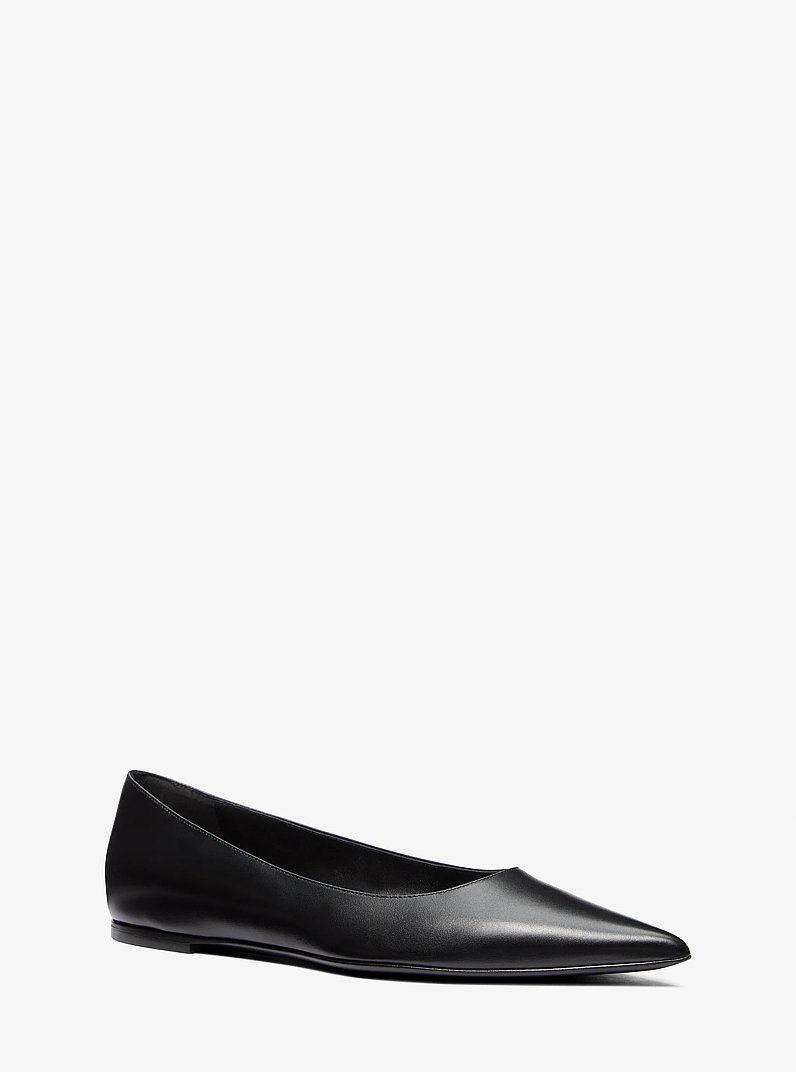Renata Leather Skimmer Flats in BLACK | Michael Kors