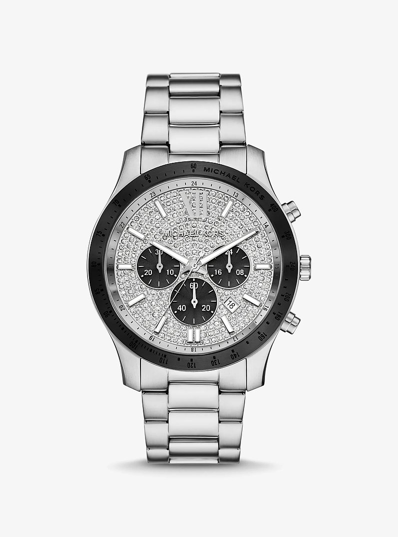 Reloj Berkley extragrande en tono plateado con incrustaciones in PLATEADO | Michael Kors