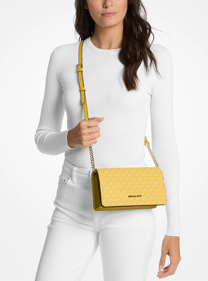 Jet Set Medium Signature Logo Crossbody Bag in HONEY | Michael Kors