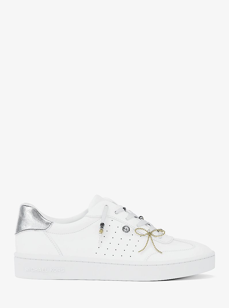 Scotty Embellished Leather Sneaker in OPTIC WHITE | Michael Kors