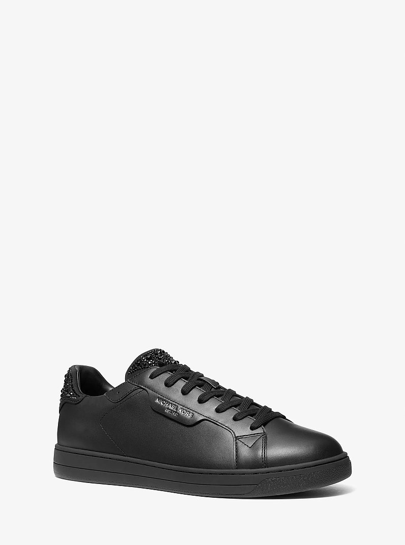 Keating Embellished Leather Sneaker in BLACK | Michael Kors