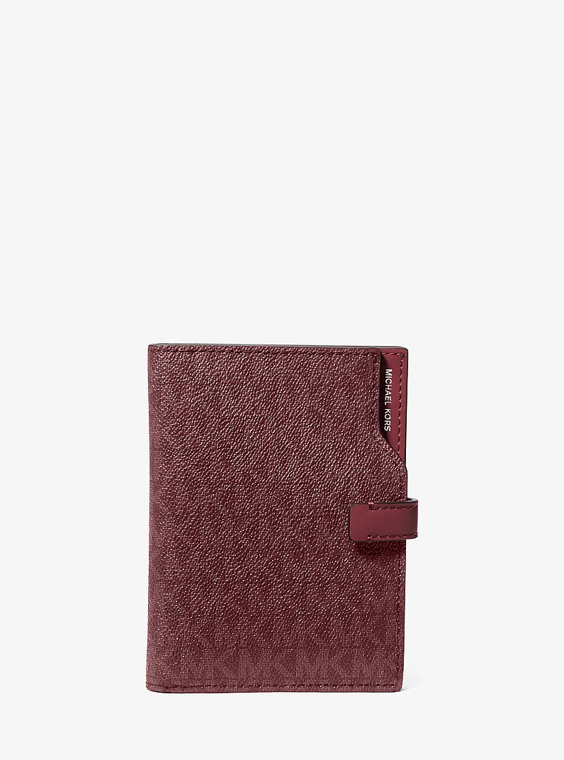 Jet Set Signature Logo Passport Wallet in OXBLOOD | Michael Kors