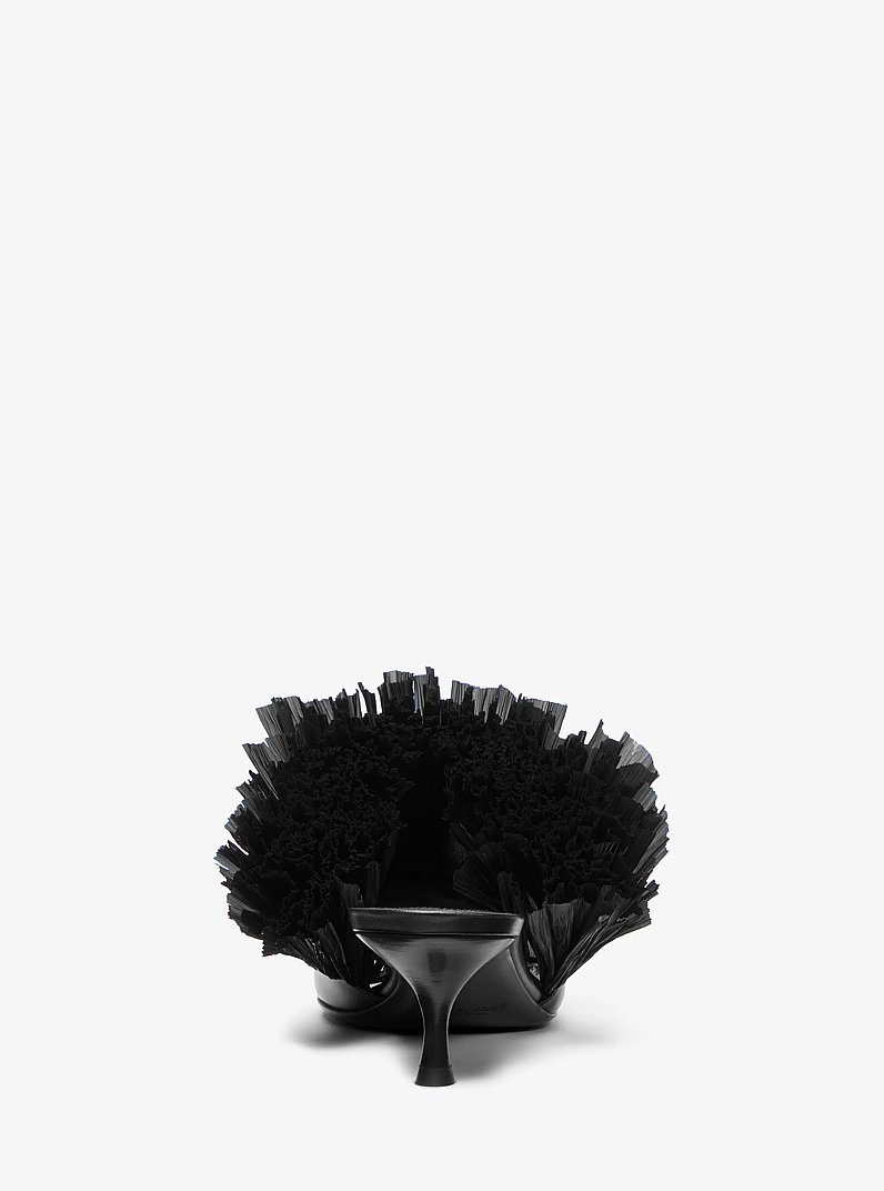 Catarina Leather and Fringe Mule in BLACK | Michael Kors