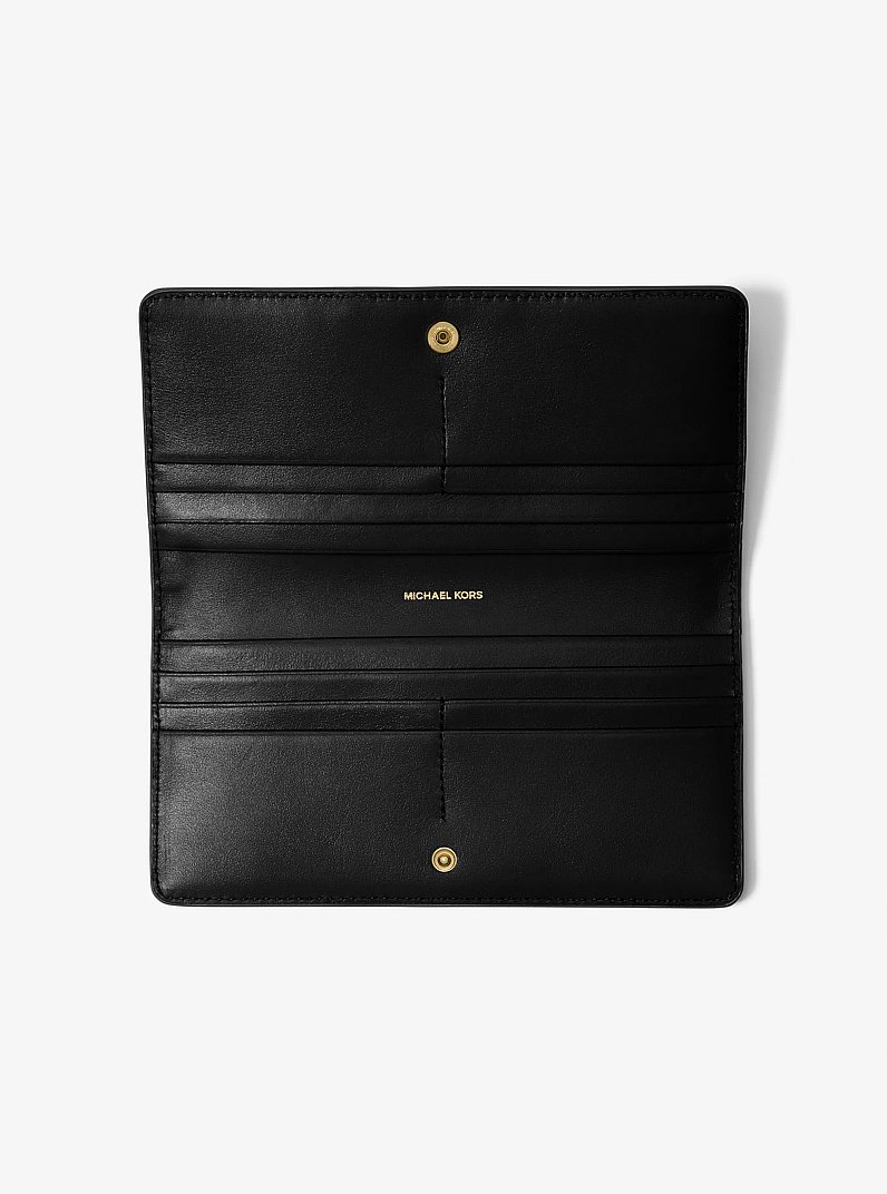 Bryant Large Pebbled Leather Snap-Front Wallet in BLACK | Michael Kors
