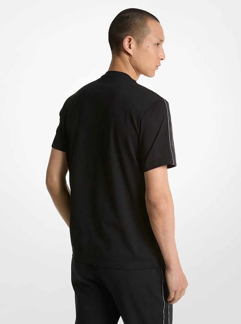Logo Tape Cotton T-Shirt in BLACK | Michael Kors