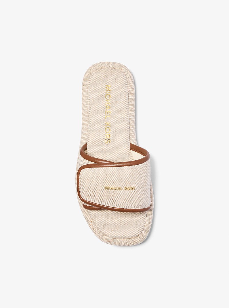 Suki Canvas Slide Sandal in LUGGAGE | Michael Kors