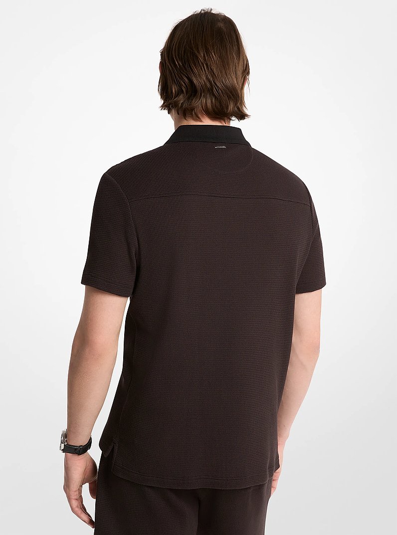 Waffle Knit Polo Shirt in BLACK | Michael Kors