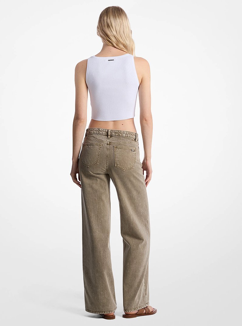 Garment-Dyed Wide Leg Jean in SAFARI GREEN | Michael Kors
