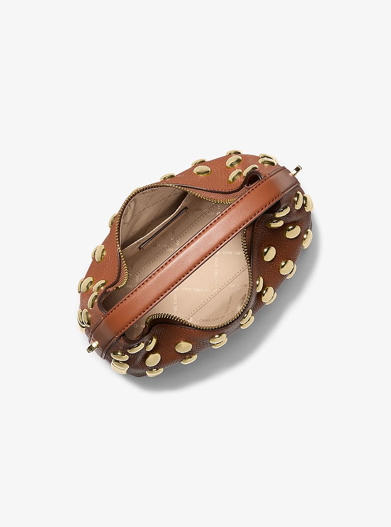 Ember Small Embellished Pebbled Leather Messenger Bag in LUGGAGE | Michael Kors