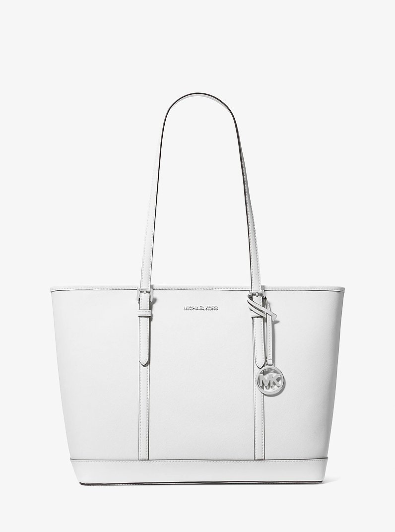Jet Set Travel Large Saffiano Leather Tote Bag in OPTIC WHITE | Michael Kors