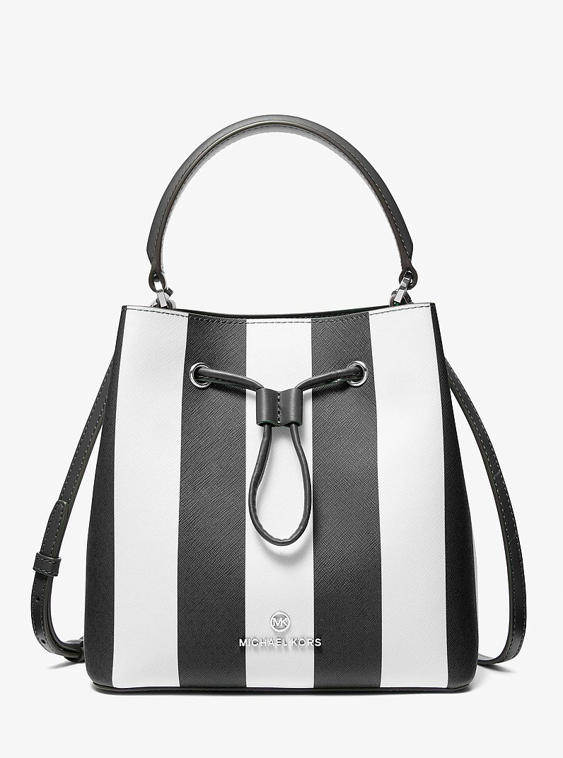 Suri Medium Striped Bucket Bag in BLACK COMBO | Michael Kors