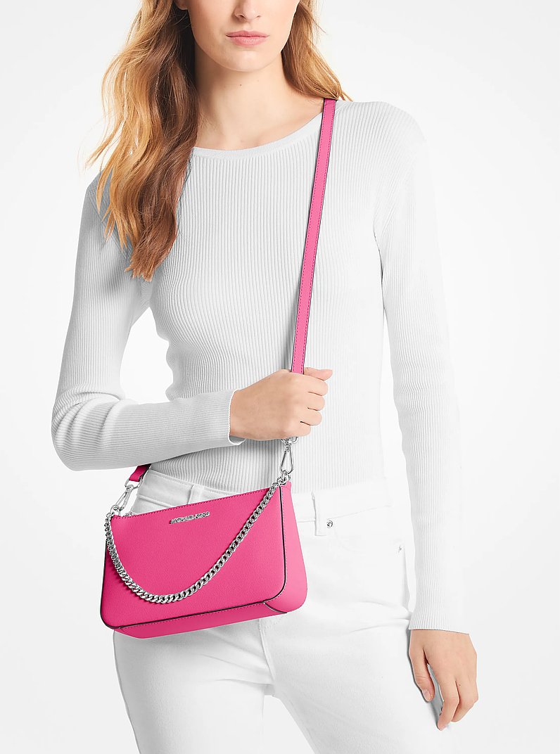 Jet Set Medium Saffiano Leather Crossbody Bag in DRAGONFRUIT | Michael Kors