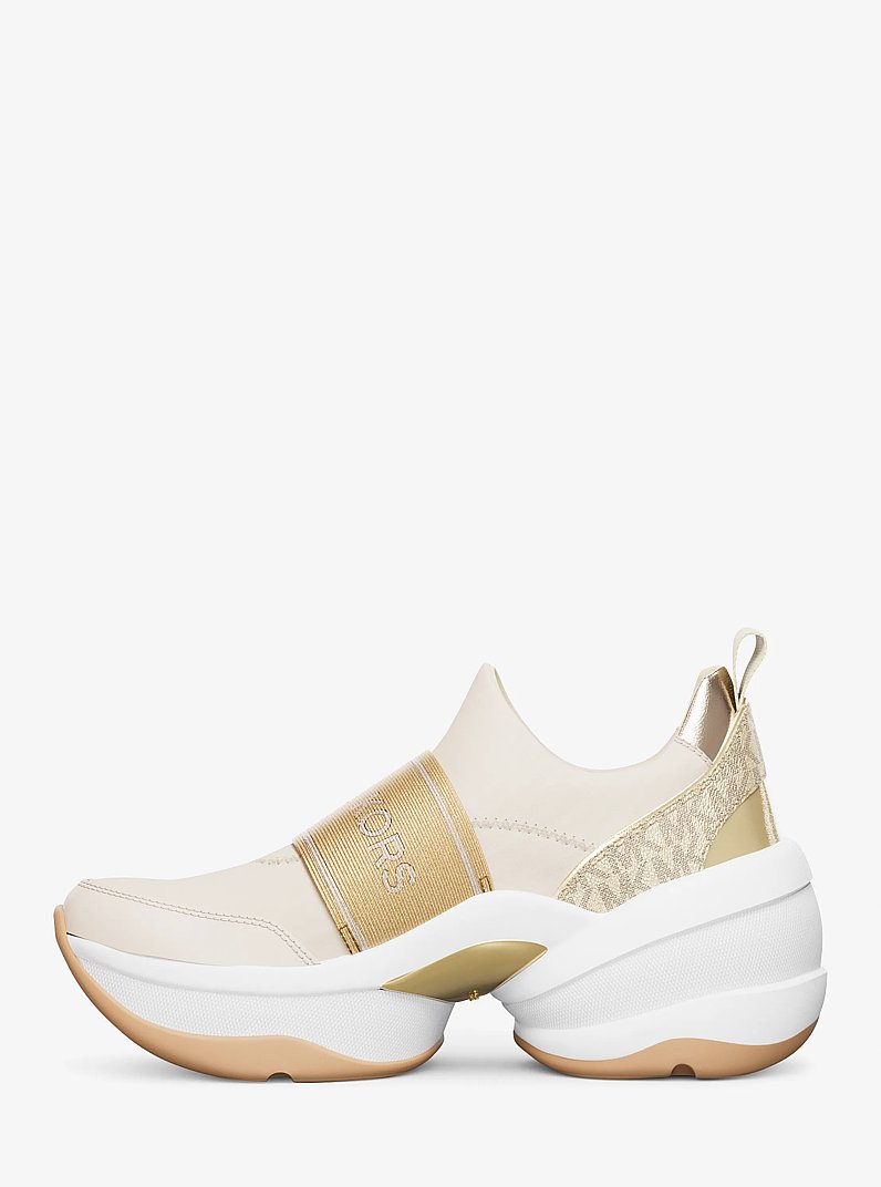 Sneaker Olympia in tessuto scuba metallizzato in ORO PALLIDO | Michael Kors