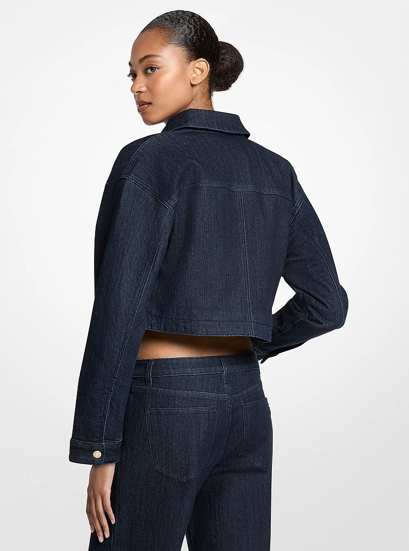 Cropped Denim Barn Jacket in RINSE | Michael Kors