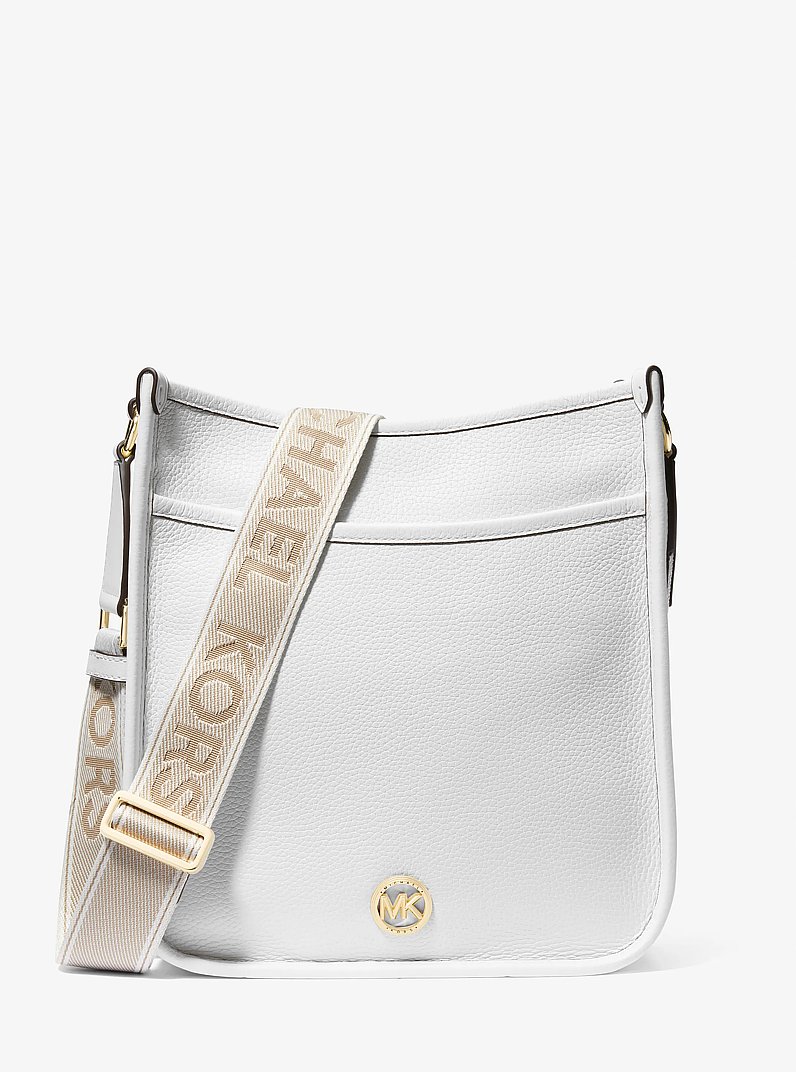 Messenger-Tasche Luisa Large aus gekrispeltem Leder in OPTIC WHITE | Michael Kors