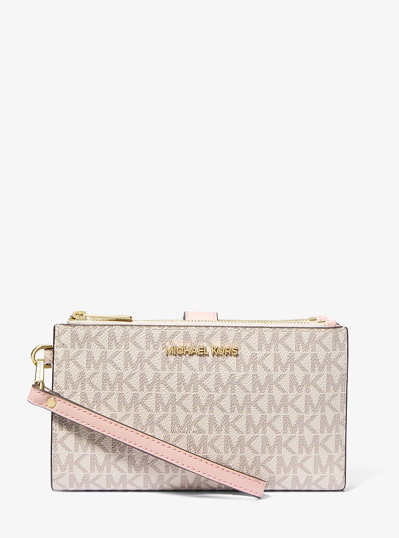 Jet Set Travel Signature Logo Smartphone Wallet in PWD BLSH MLT | Michael Kors
