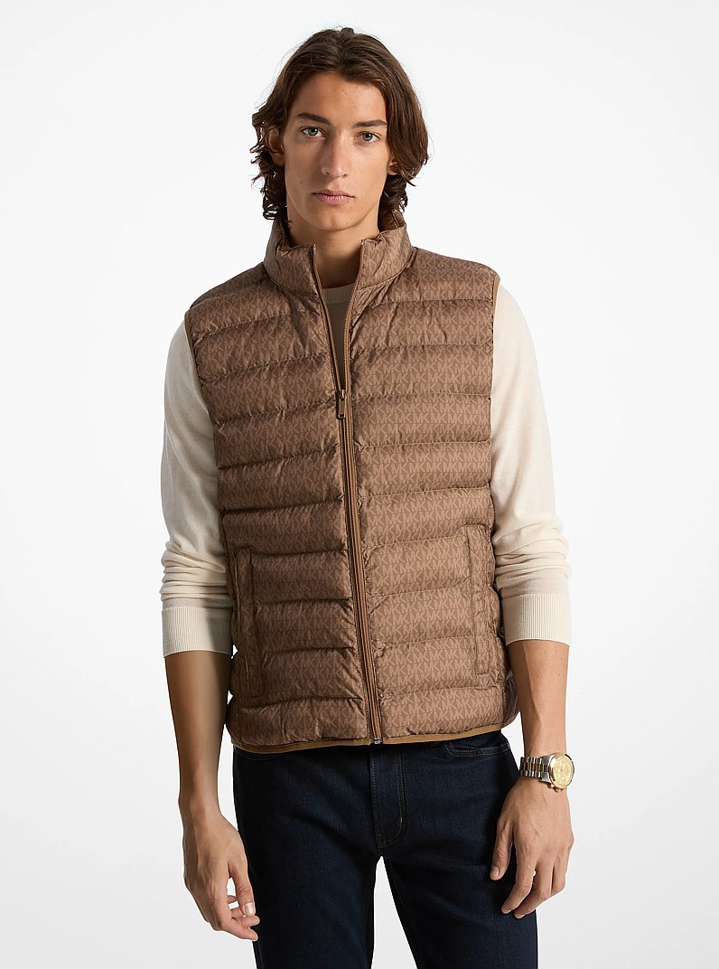 Logo Quilted Vest in LUGGAGE | Michael Kors