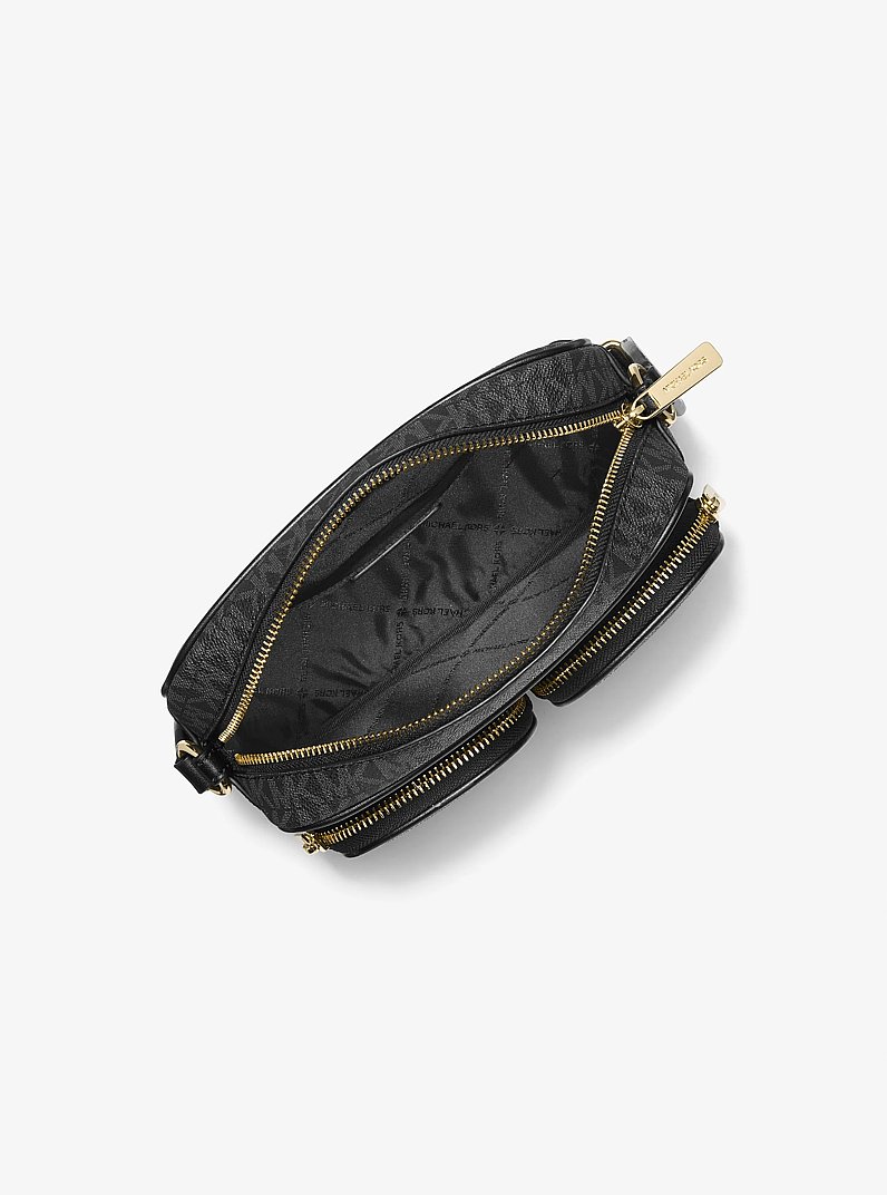 Jet Set Medium Signature Logo Crossbody Bag with Case for Apple Airpods Pro&reg; in BLACK | Michael Kors