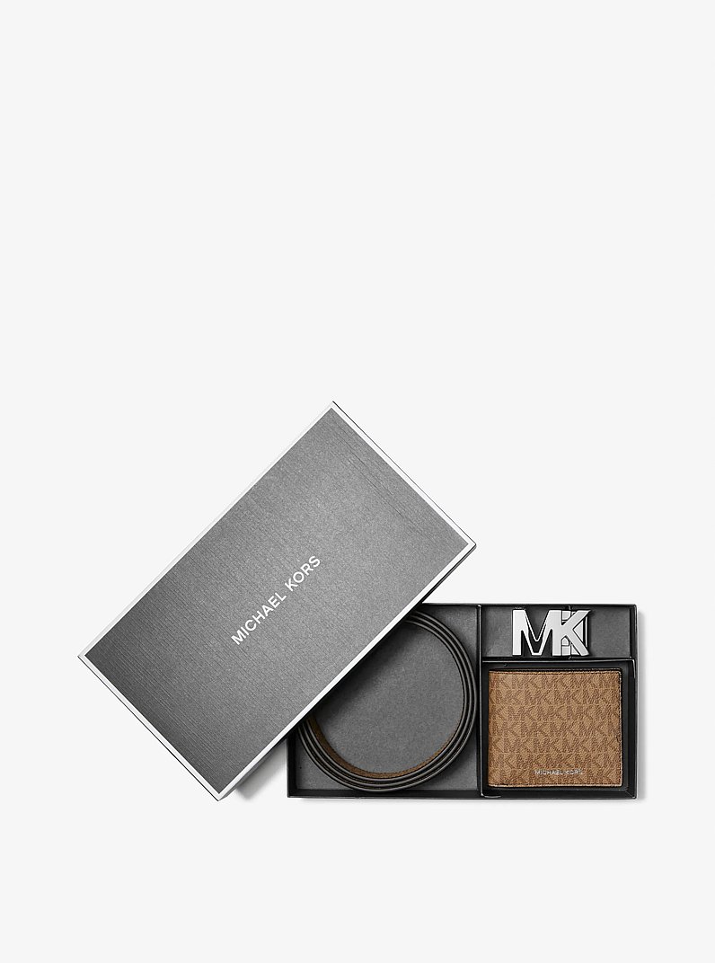 Logo Belt and Billfold Wallet Set