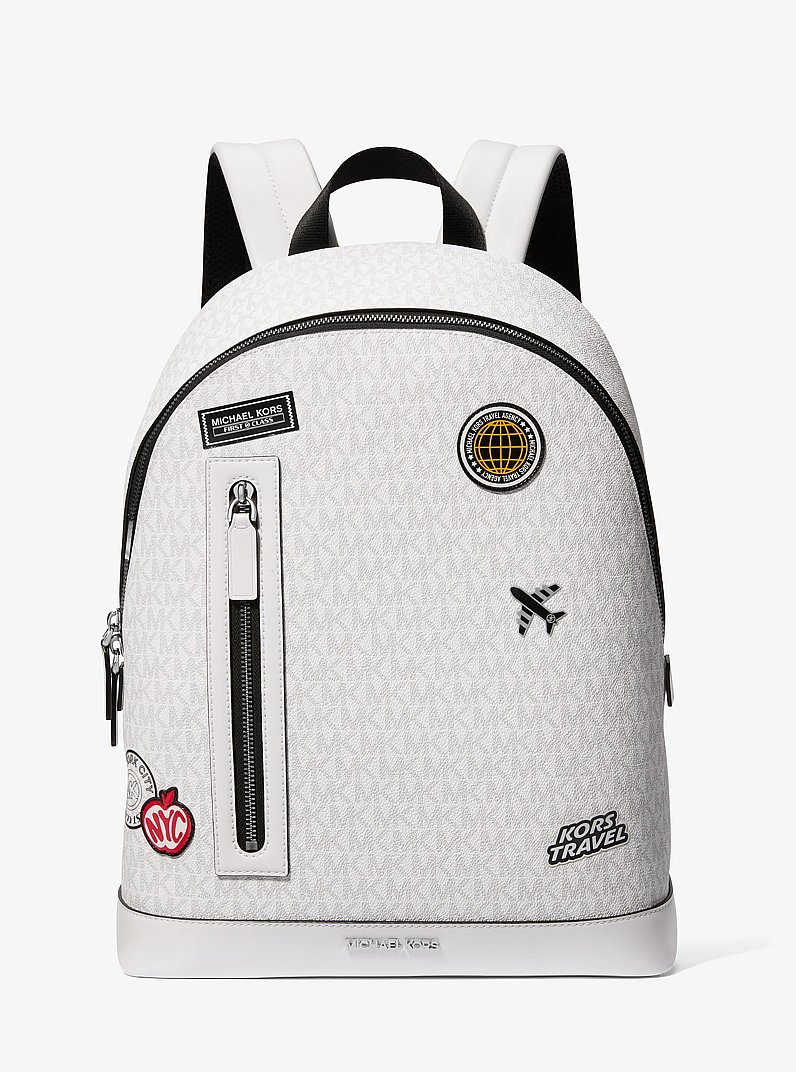 Cooper Slim Embellished Signature Logo Commuter Backpack in BRIGHT WHT | Michael Kors