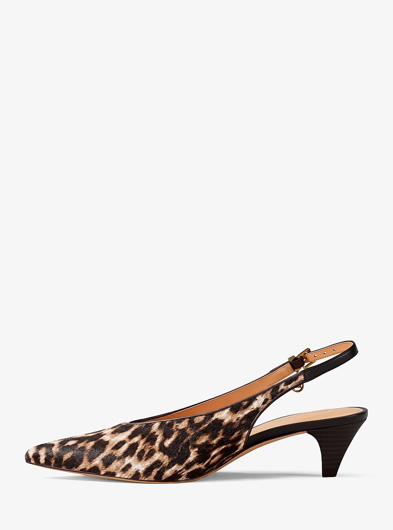 D&eacute;collet&eacute; slingback Tonya in pelle effetto cavallino leopardata in CAMMELLO SCURO MULTI | Michael Kors
