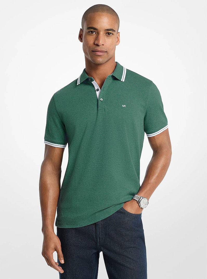 Polo Greenwich de algod&oacute;n in VERDE AMAZONAS JASPEADO | Michael Kors