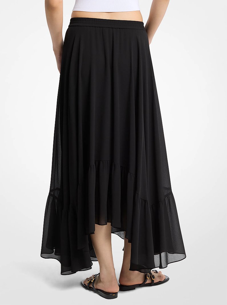 Georgette High-Low Skirt in BLACK | Michael Kors