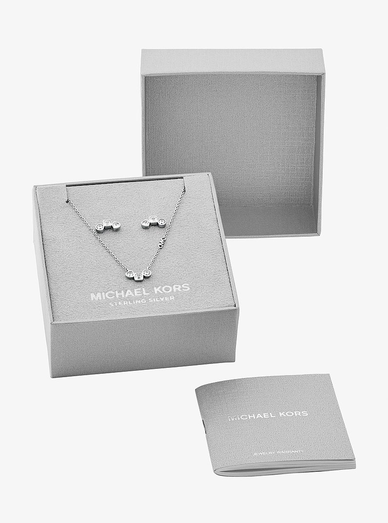 Precious Metal-Plated Necklace and Earrings Set in SILVER | Michael Kors