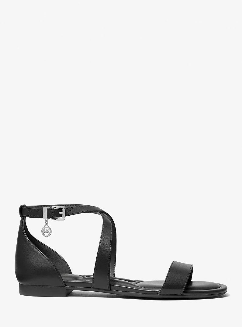 Alexa Flex Leather Sandal in BLACK | Michael Kors