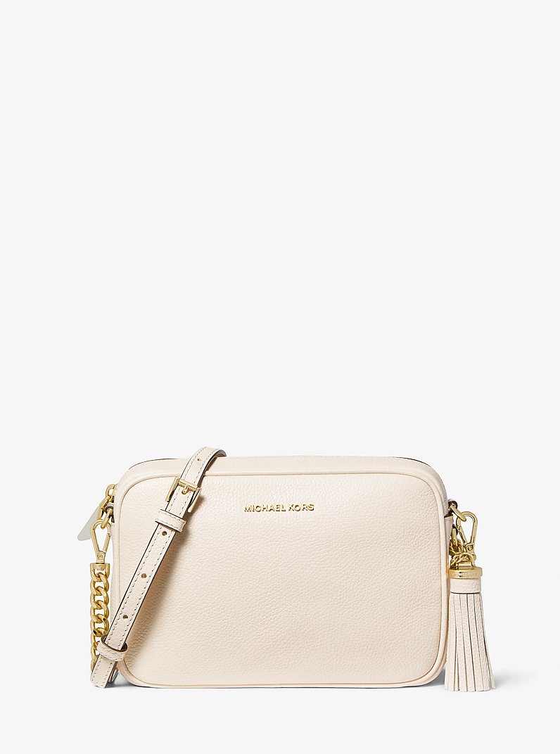 Jet Set Medium Pebbled Leather Crossbody Bag in LT CREAM | Michael Kors