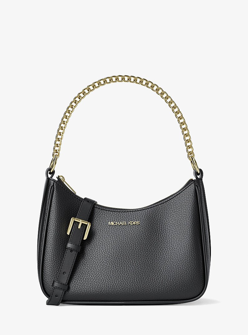 Jet Set Large Pebbled Leather Convertible Crossbody Bag in BLACK | Michael Kors