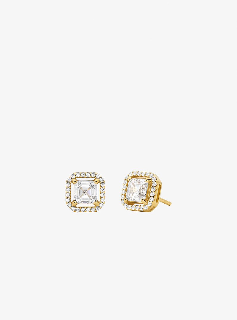 Precious Metal-Plated Sterling Silver Pav&eacute; Stud Earrings in GOLD | Michael Kors