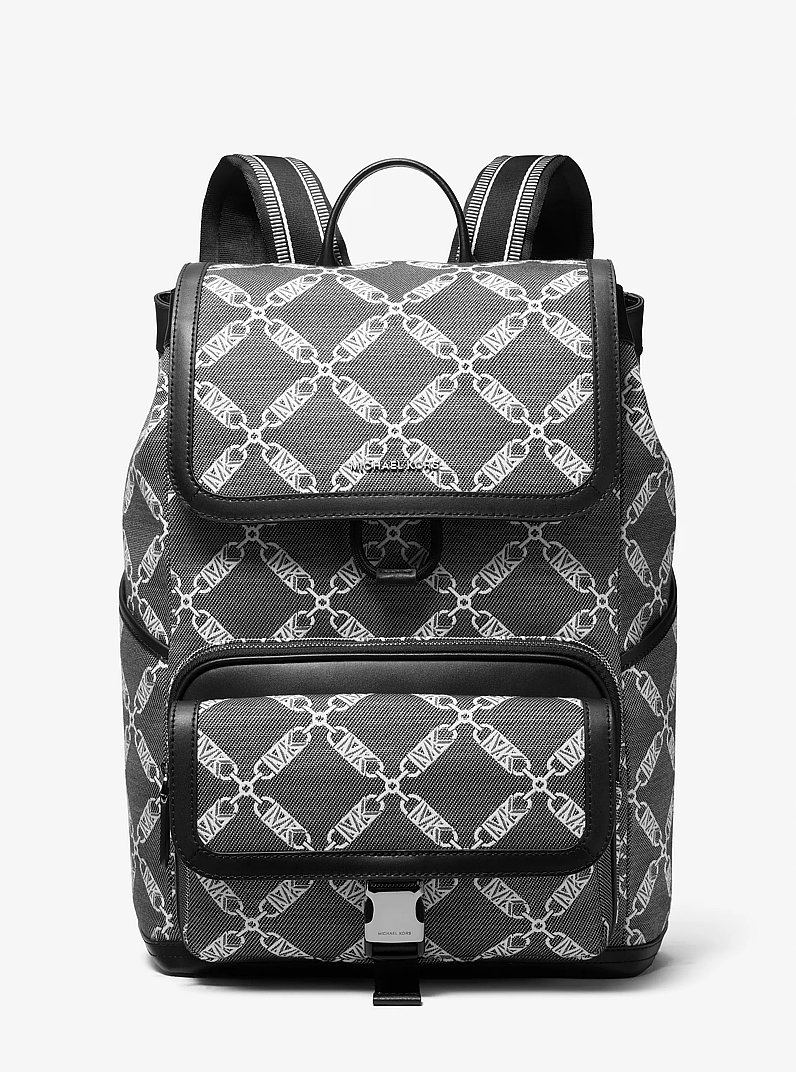 Hudson Empire Signature Logo Jacquard Backpack in BLACK | Michael Kors