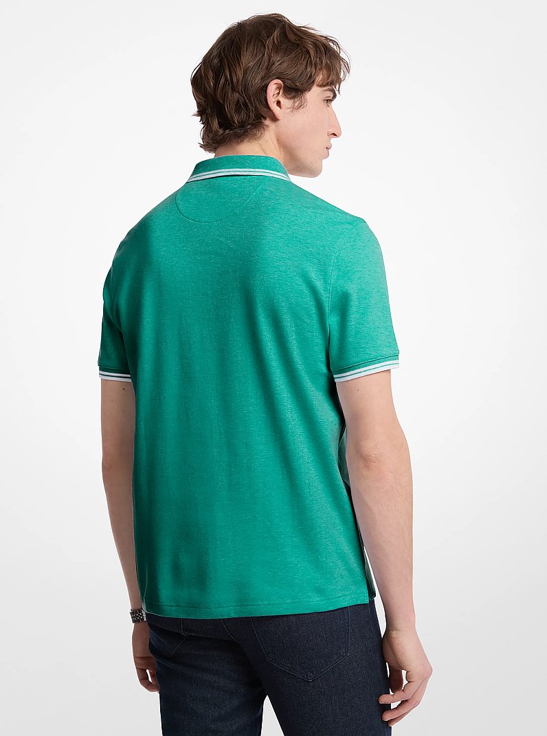 Greenwich Cotton Polo Shirt in GRASS GREEN HEATHER | Michael Kors