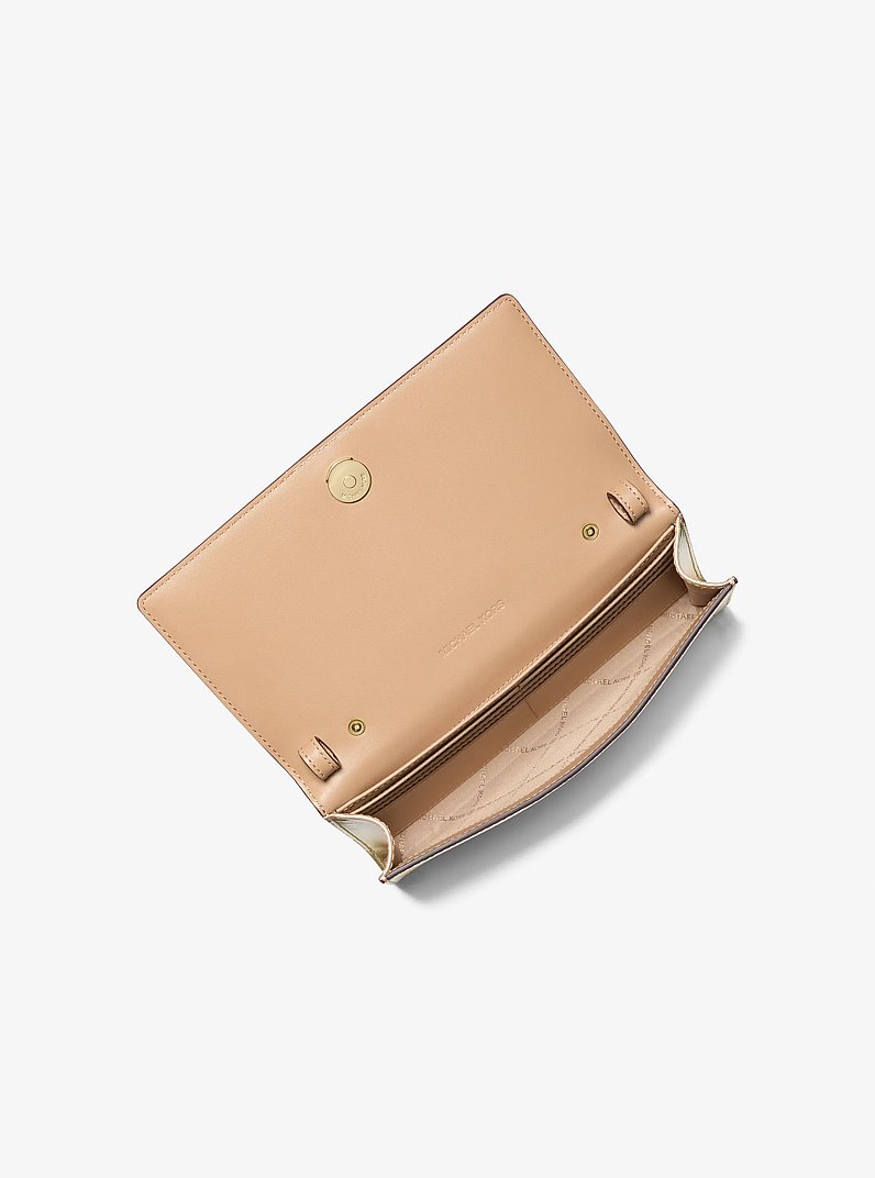 Carson Large Metallic Pebbled Leather Convertible Crossbody Bag in PALE GOLD | Michael Kors