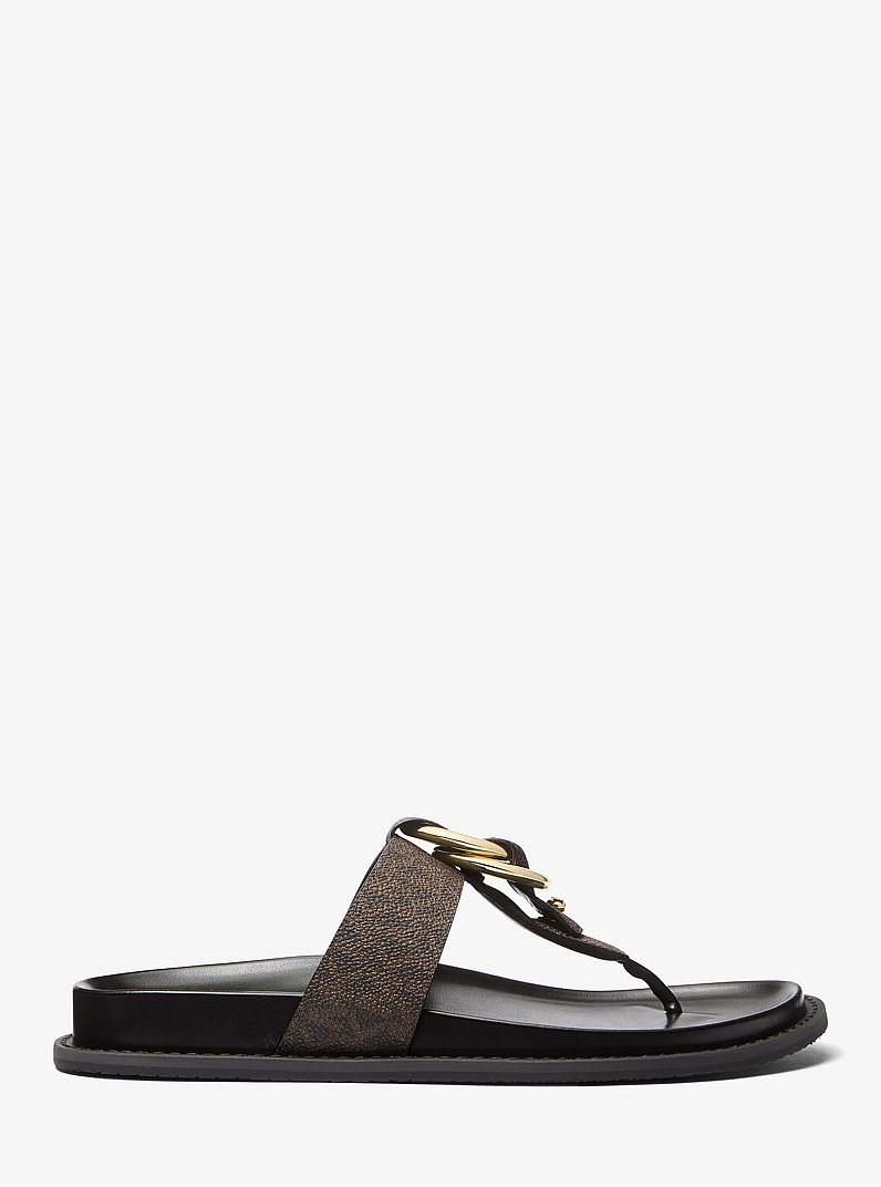 Sandale de plage Jaden &agrave; logo Signature in NOIR/BRUN | Michael Kors