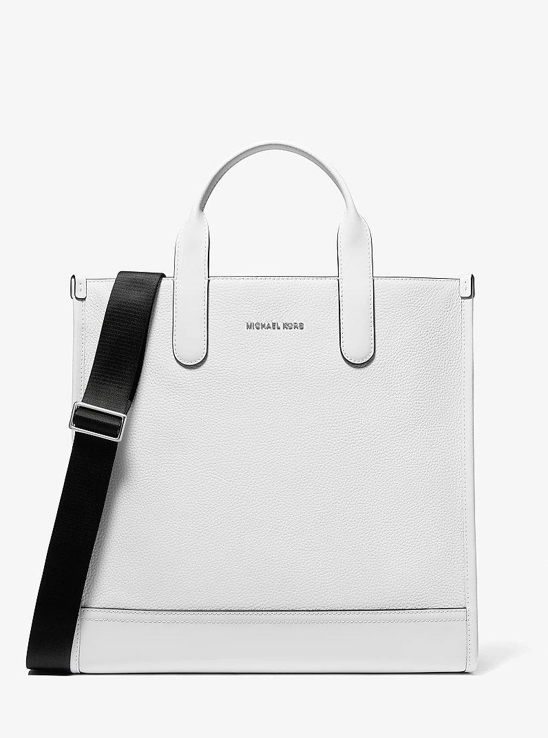 Sac fourre-tout Hudson en cuir grain&eacute; in BLANC &Eacute;CLATANT | Michael Kors