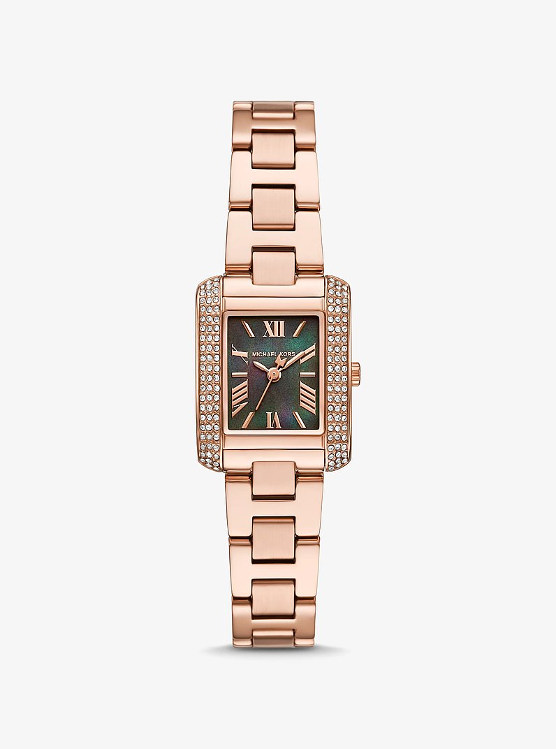 Mini Emery Pav&eacute; Rose Gold-Tone Watch in ROSE GOLD | Michael Kors