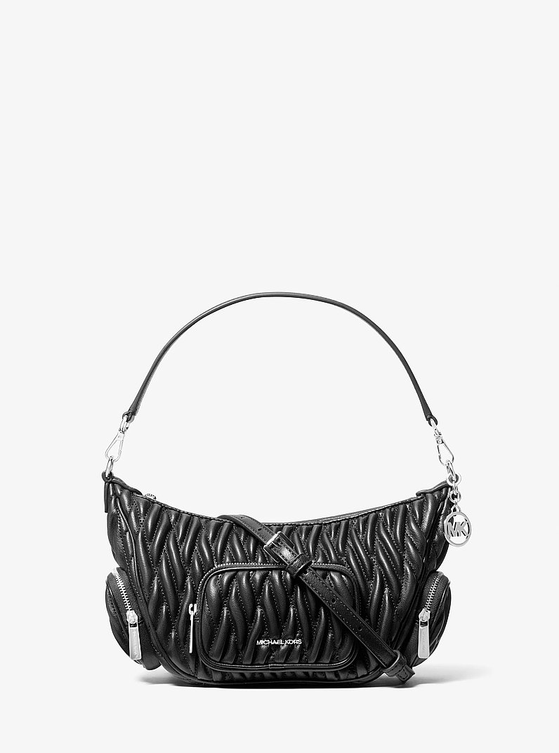 Merritt Small Matelass&eacute; Convertible Shoulder Bag in BLACK | Michael Kors