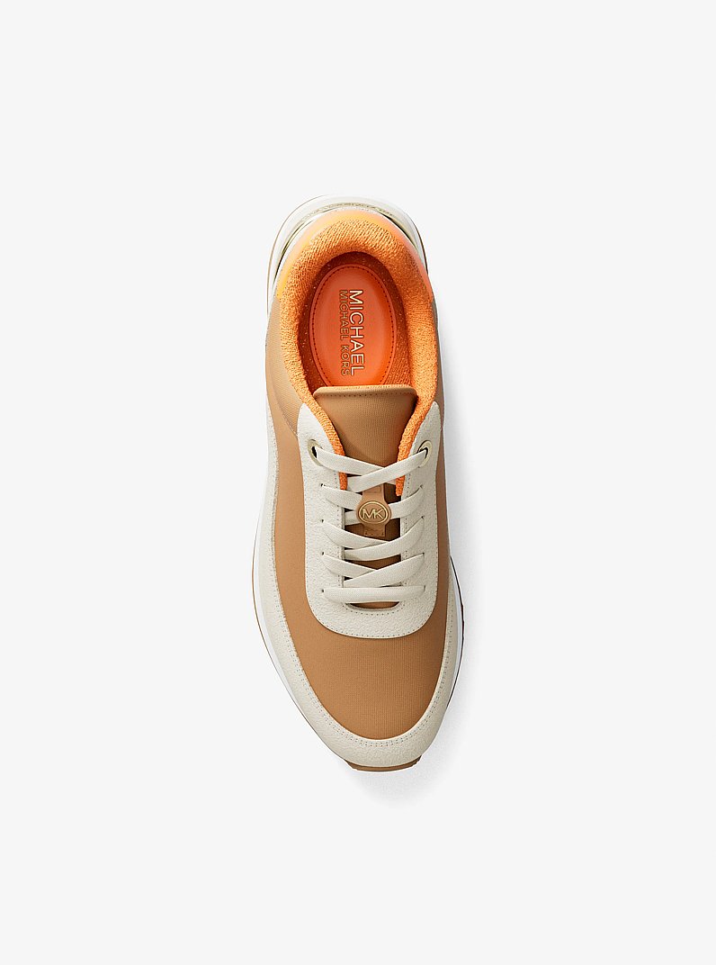 Hattie Mixed-Media Trainer in POP ORANGE | Michael Kors