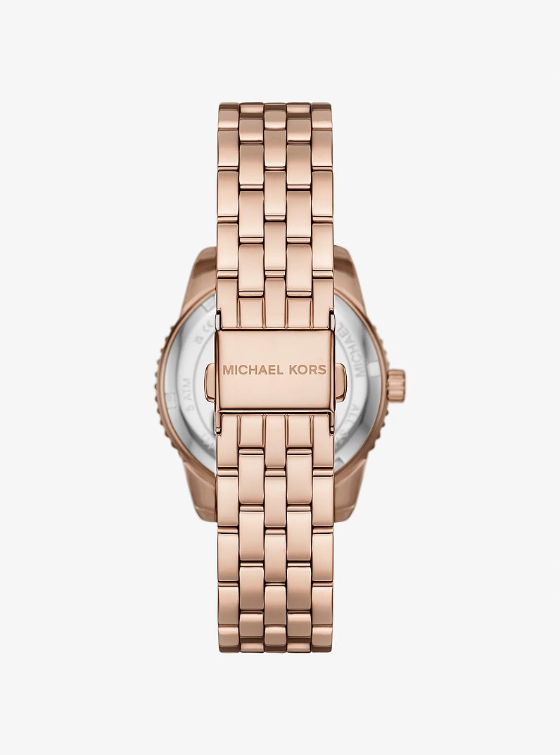 Mini Bryant Pav&eacute; Logo Rose Gold-Tone Watch in ROSE GOLD | Michael Kors