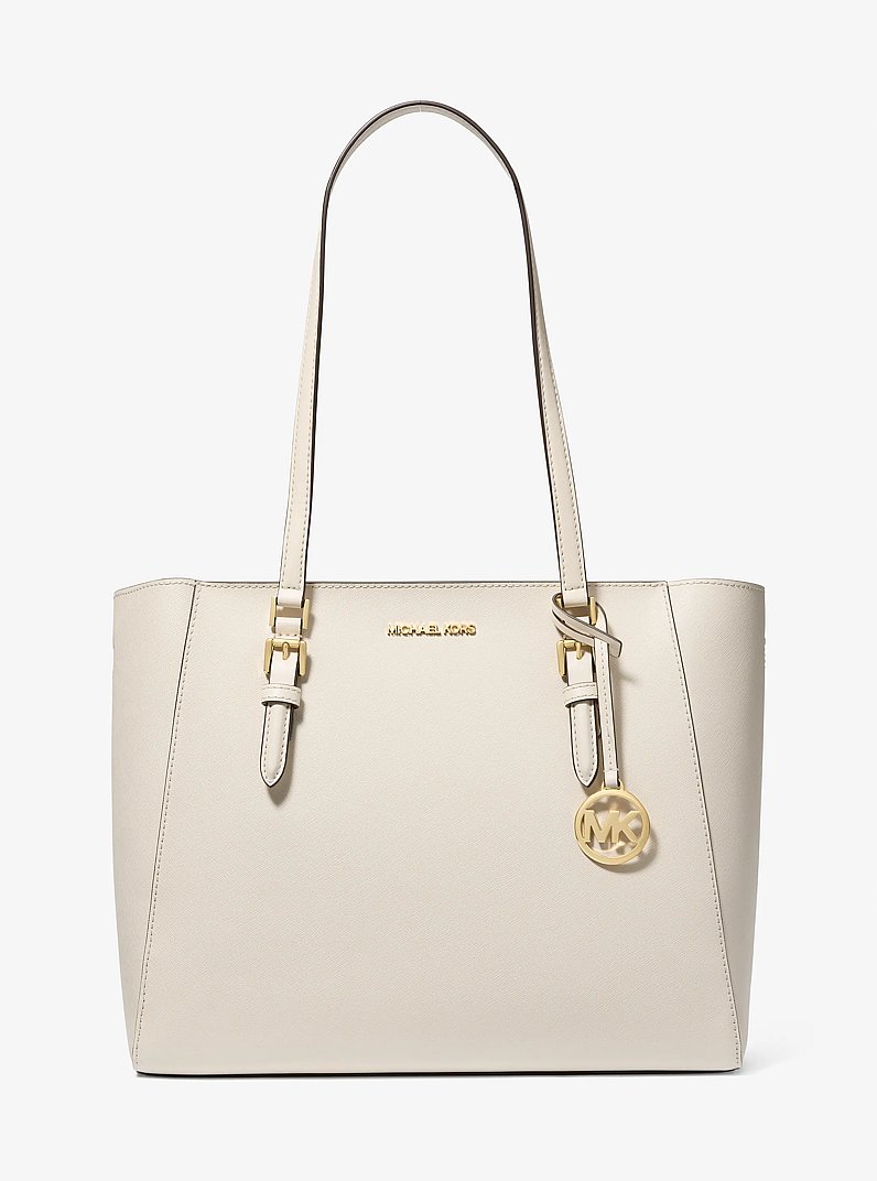 Charlotte Large Saffiano Leather 3-in-1 Tote Bag in LT CREAM | Michael Kors