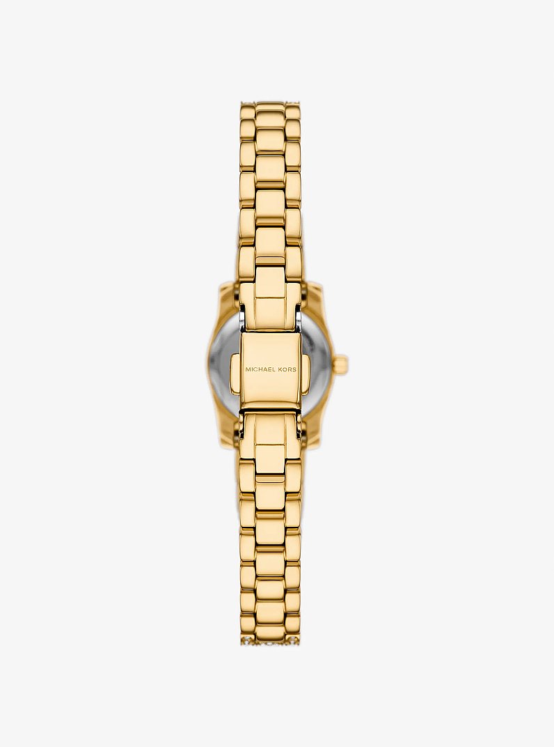 Micro Lexington Pav&eacute; Gold-Tone Watch in GOLD | Michael Kors