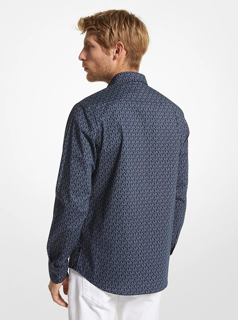 Slim-Fit Logo Print Stretch-Cotton Shirt