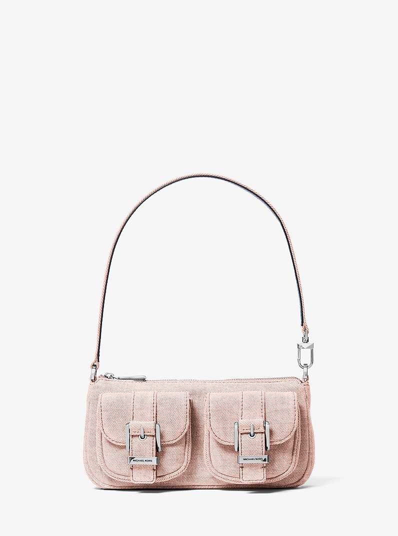 Zoe Small Washed Denim Pochette in ROSEWATER | Michael Kors