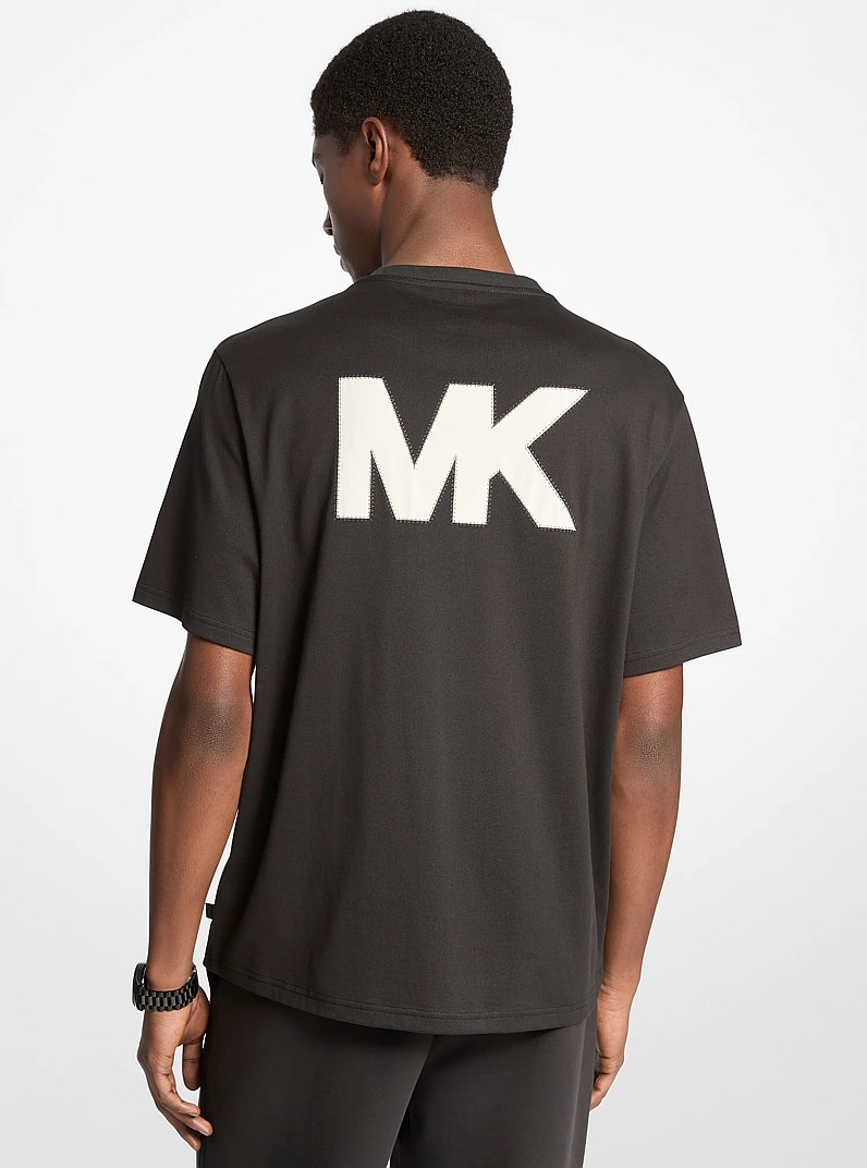 T-Shirt aus Baumwolle mit Logo-Applikation in SCHWARZ | Michael Kors